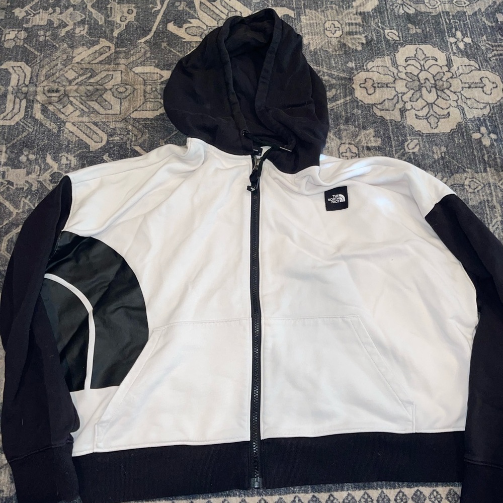 The North Face Full-Zip Hoodie – Black & White Colorblock – Women’s XL